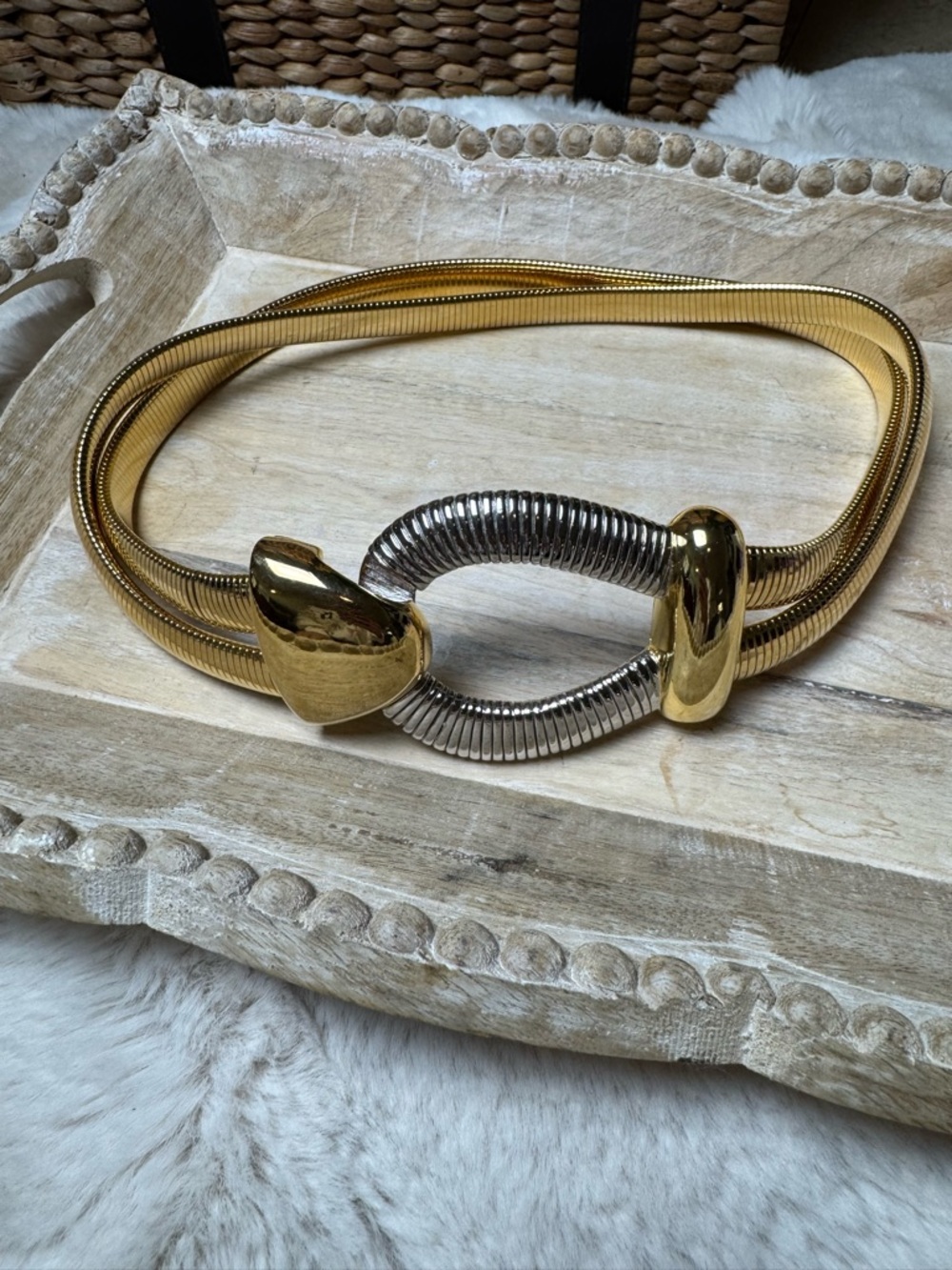 Gold and Silver Stretch Chain Link Waist Belt - Women Accessories 27-33